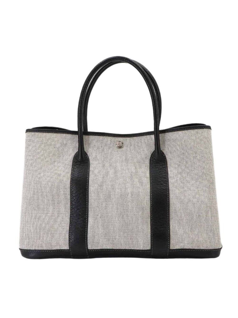 Hermes Garden Party 36 PM Tote Bag Toile H Leather Black Gray PM